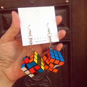 Women's Plastic Simulation Rubik's Cube Earrings