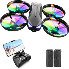 4DRC V16 Drone with Camera for Kids,1080P FPV Camera Mini RC Quadcopter Beginners Toy with 7 Colors LED Lights,3D Flips,Gesture Selfie,Headless Mode,A