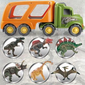 Toy Dinosaur for 2 3 4 Years Old Boys and Girls;  Car Transport Truck with Sound and Light;  6 Pack of 5'' Dinosaur Toys;  Educational Realistic Dinos