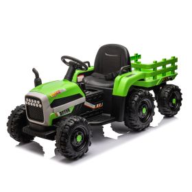 Ride on Tractor with Trailer,24V Battery Powered Electric Tractor Toy, 200w*2motor 1.86-4.97MPH/Remote Control,electric car for kids,Three speed adjus