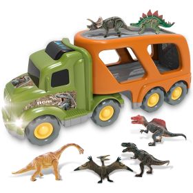 (Do Not Sell on Amazon) Car Truck Toy for 3/4/5/6 Years Old Boys and Girls, Dinosaur Transport Truck Including T-Rex, Pterodactyl, Brachiosaurus, for