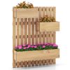 3-Box Wooden Raised Garden Bed with Trellises and Fabric Liners