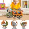 Toy Dinosaur for 2 3 4 Years Old Boys and Girls;  Car Transport Truck with Sound and Light;  6 Pack of 5'' Dinosaur Toys;  Educational Realistic Dinos