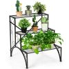 3-Tier Metal Plant Rack Garden Shelf in Stair Style