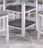 Counter Height Dining Table w Storage Shelve 4x Chairs Padded Seat Unique Design Back 5pc Dining Set White Color