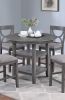 Counter Height Dining Table w Storage Shelve 4x Chairs Padded Seat Unique Design Back 5pc Dining Set Gray Color