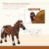 Qaba Sound-Making Ride On Horse for Toddlers 3-5, with Neighing and Galloping Sound, Stuffed Animal Horse Toy for Kids with Padding, Soft Feel, Brown