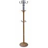 73" Tall Chrome and Wood Coat Rack, Oak finish