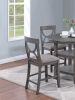 Counter Height Dining Table w Storage Shelve 4x Chairs Padded Seat Unique Design Back 5pc Dining Set Gray Color