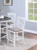 Counter Height Dining Table w Storage Shelve 4x Chairs Padded Seat Unique Design Back 5pc Dining Set White Color