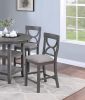 Counter Height Dining Table w Storage Shelve 4x Chairs Padded Seat Unique Design Back 5pc Dining Set Gray Color