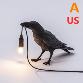 Creative Auspicious Bird Resin Wall Lamp Decoration (Option: Black-A-US)