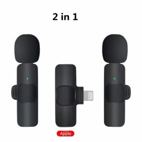 Wireless Lavalier Microphone Portable Audio Video Recording Mini Mic For IPhone Android Long Battery Life Live Broadcast Gaming (Type: 1-2 IOS)