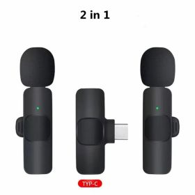 Wireless Lavalier Microphone Portable Audio Video Recording Mini Mic For IPhone Android Long Battery Life Live Broadcast Gaming (Type: 1-2 Type C)