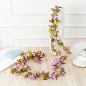 1pc 98.43inch/8.2ft Rose Artificial Flowers; Artificial Flower Christmas Garland; Fake Rose Vine For Wedding Home Room Decoration Spring Autumn Garden (Quantity: 1pc, Color: Light Purple)