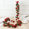 1pc 98.43inch/8.2ft Rose Artificial Flowers; Artificial Flower Christmas Garland; Fake Rose Vine For Wedding Home Room Decoration Spring Autumn Garden