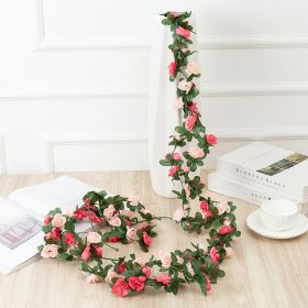 1pc 98.43inch/8.2ft Rose Artificial Flowers; Artificial Flower Christmas Garland; Fake Rose Vine For Wedding Home Room Decoration Spring Autumn Garden (Quantity: 1pc, Color: Rose Pink)