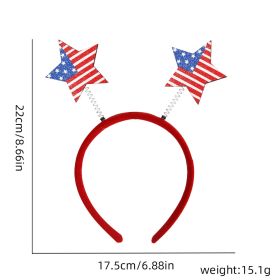 4th of July Headband Independence Day Head Boppers Patriotic Party Hair Supplies Hair Hoop Headwear; 2PCS (Color: Flag with Pentagram)