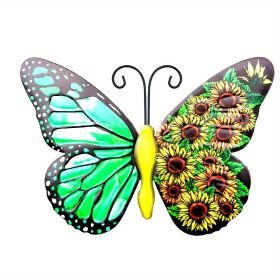 1pc/4pcs, Metal Butterfly Wall Art Decor, 3D Outdoor Sculpture Iron Outdoor Hanging Decor Ornaments, Metal Hand-made Butterfly Wall Art, Fence Decorat (style: Green)