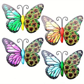 1pc/4pcs, Metal Butterfly Wall Art Decor, 3D Outdoor Sculpture Iron Outdoor Hanging Decor Ornaments, Metal Hand-made Butterfly Wall Art, Fence Decorat (style: 4PC/4SET)