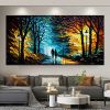 Hand Oil Pianting Abstract Romantic City Landscape Oil Painting On Canvas Large Wall Art Hand Painted Colorful Tree Painting Modern Wall Decor