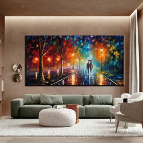 Hand Oil Pianting Abstract Romantic City Landscape Oil Painting On Canvas Large Wall Art Hand Painted Colorful Tree Painting Modern Wall Decor (style: 2, size: 60X90cm)