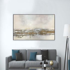 Hand Oil Pianting Large Abstract White Painting on Canvas Gold Leaf Artwork Neutral Wall Art Modern Textured Painting Contemporary Wall Art Hand Paint (style: 1, size: 60X90cm)