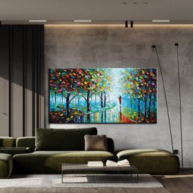 Hand Oil Pianting Abstract Romantic City Landscape Oil Painting On Canvas Large Wall Art Hand Painted Colorful Tree Painting Modern Wall Decor (style: 3, size: 50X70cm)