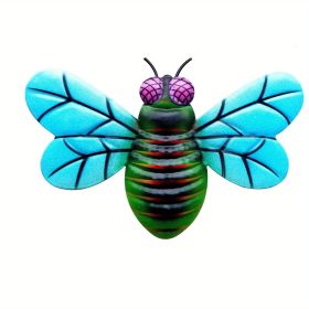 1pc/4pcs, Metal Colorful Bee Wall Decor, Bee Metal Wall Decor, Bee Metal Wall Art, Wall Decor, Metal Home Decor Wall Sculpture, Outside Decor (style: Blue)