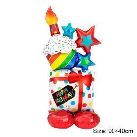 Standing Happy Birthday Foil Valentine Day Balloons Decor Love Bear Party Decorations Gold Love Anniversary Inflatable Air Ball (Color: 1, size: As Picture)