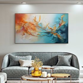 Hand Painted Oil Painting Original Framed Colorful Oil Painting On Canvas Large Wall Art Abstract Flowers Painting Custom Painting Living room Wall Ar (style: 1, size: 75x150cm)