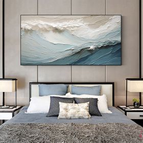 Handmade Oil Painting Original Abstract Seascape Oil Painting On Canvas Large Wall Art Bule Sea Painting Custom Painting Boho Wall Art Living room Wal (style: 1, size: 40x80cm)