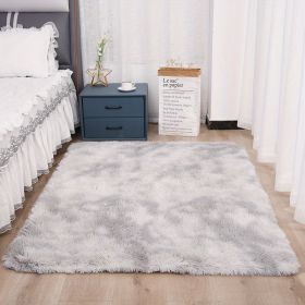 1pc, Tie-Dyed Plush Shag Furry Area Rug for Bedroom, Living Room, Nursery, and Kids Room - Ultra Soft and Fluffy, Washable, Non-Shedding, and Perfect (Color: Tie-dye Light Gray, size: 35.4*59.1 inch)