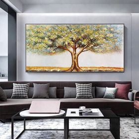 Handmade Tree Landscape Oil Paintings On Canvas Wall Art Decoration Modern Abstract  Painting Home Living Room Bedroom Luxurious Decoration Painting (style: 2, size: 60x120cm)