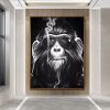 Oil Painting Handmade Hand Painted Wall Art Pop Cartoon Lion Animal Home Entryway Living Room Bedroom Luxurious Decoration Painting