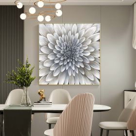 Handmade Oil Painting Original Abstract Flower oil Painting on Canvas Silver Texture Acrylic Painting Modern Floral Art Bedroom Home Decor Wall Art (style: 1, size: 120x120cm)