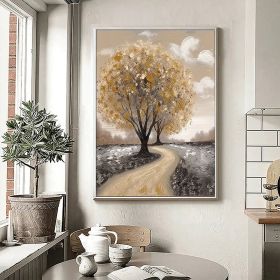 Hand Painted Oil Painting Abstract Blooming Tree Landscape Oil Painting On Canvas Nature Forest Wall Art Original Autumn Forest Landscape Art Living r (style: 1, size: 60X90cm)