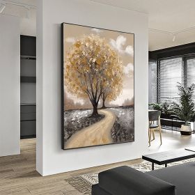 Hand Painted Oil Painting Abstract Blooming Tree Landscape Oil Painting On Canvas Nature Forest Wall Art Original Autumn Forest Landscape Art Living r (style: 1, size: 100X150cm)