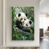 Hand Painted Oil Painting Original Panda Oil Painting on Canvas Large Textured Wall Art Abstract Nature Art Custom Animal Painting Modern Living room