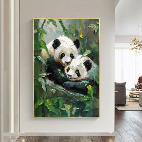 Hand Painted Oil Painting Original Panda Oil Painting on Canvas Large Textured Wall Art Abstract Nature Art Custom Animal Painting Modern Living room (style: 1, size: 150X220cm)