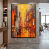 Hand Painted Oil Painting Original Cityscape Oil Painting on Canvas Abstract Urban Scenery Painting Living room Wall Decor Sunset Art Decor Large Mode