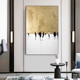 Hand Painted Oil Painting Figure Outline Oil Painting on Canvas Original Custom Home Decor Abstract Gold Painting Living room Wall Decor Textured Gold (style: 1, size: 50X70cm)