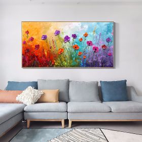 Handmade Oil Painting Abstract Colorful Floral Canvas Wall Art Hand Painted Thick Textured Petal Knife Painting Contemporary Home Decor Customized Sof (style: 1, size: 140x280cm)