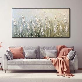 Hand Painted Fresh Floral Oil Painting Abstract Spring Meadow Scenery Canvas Texture Custom Cafe Restaurant Wall Art For Home Decor Delicate (style: 1, size: 60x120cm)