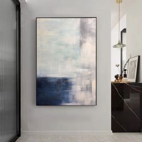 Handmade Oil Painting Blue Grey Abstract Painting Minimal Acrylic Simple Gray On Canvas Art Blue Wall Art For Minimalist Decor For Home Decor (style: 1, size: 50X70cm)