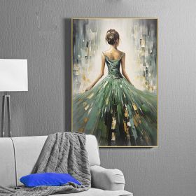 Hand Painted Abstract Beautiful Girl Oil Painting On Canvas Large Wall Art Original Dancer Art Green Wall Art Custom Painting Minimalist Living Roomde (style: 1, size: 100X150cm)