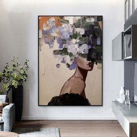 Hand Painted Oil Painting Large Faceless Portrait Painting Abstract Lady Painting Woman Face Artwork Original Wall Art Figurative Canvas Art Woman Hom (style: 1, size: 50X70cm)