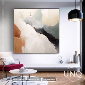 Handmade Oil Painting Large Minimalist Abstract Painting Beige Brown Canvas Wall Art Original Handmade Minimal Artwork For Large Wall Decor Fancy Wall (style: 1, size: 80x80cm)