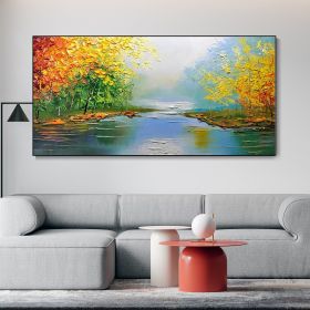 Handmade Oil Painting Large Original Colorful Forest Painting On Canvas Spring Natural Scenery Painting Living Room Wall Art Boho Modern Canvas Green (style: 1, size: 60x120cm)