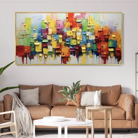 Handmade Oil Painting Abstract Urban Architecture Oil On Canvas Modern Texture Art Impasto Colorful Creative Home Wall Deco Palette Knife Painting Hol (style: 1, size: 100x200cm)